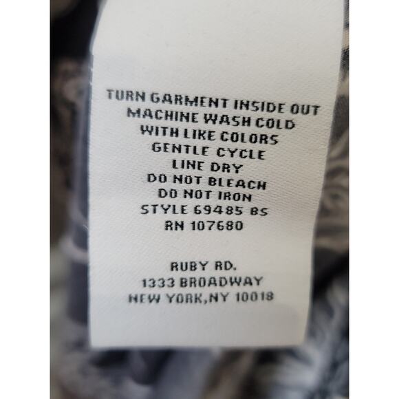 Ruby Rd Dress Womens Medium Black White Floral Print Short Sleeve Stretch Casual - Picture 14 of 15